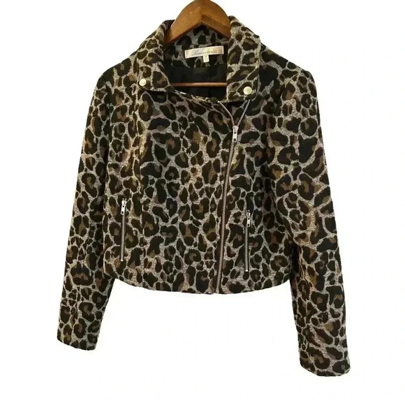 Lovers + Friends Animal Print Moto Style Jacket Size M - Picture 1 of 6